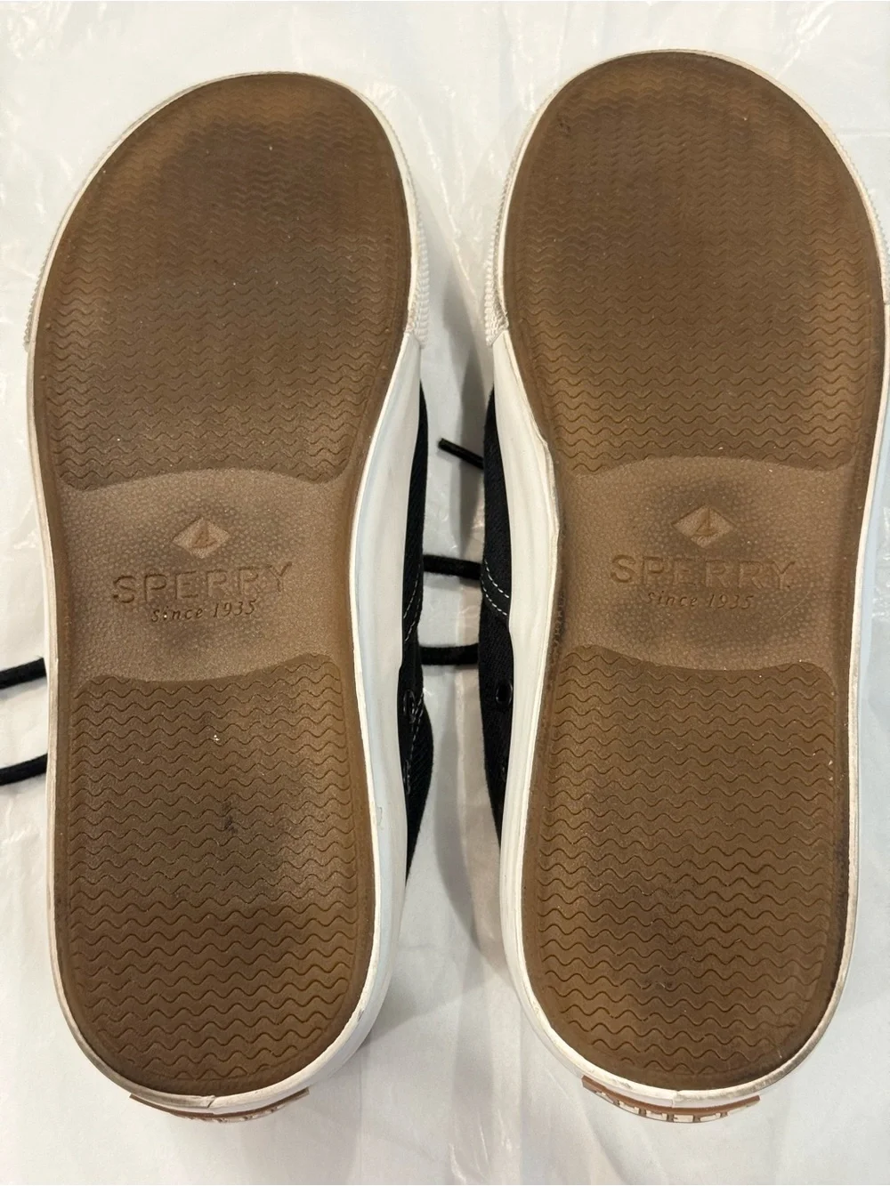 Sperry Black Canvas Low-Profile Lace-Up Sneakers with White Soles